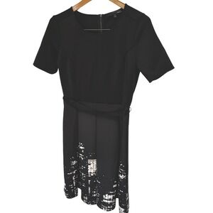 Elie Tahari Black Dress‎ Cityscape Print Sz. 6  Career Party Cocktail